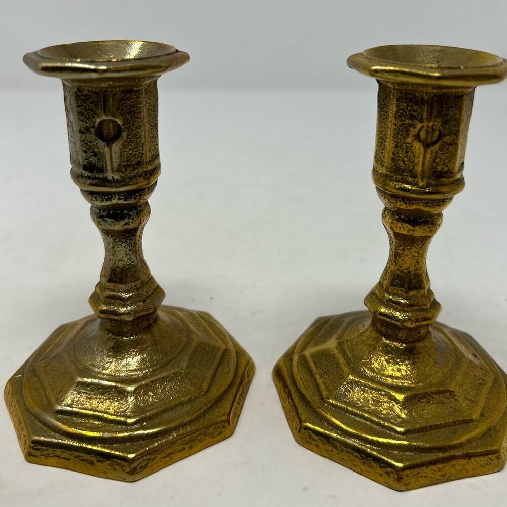 Nijhof Solid Brass Candle Holders Set of 2 4 1/2" Tall